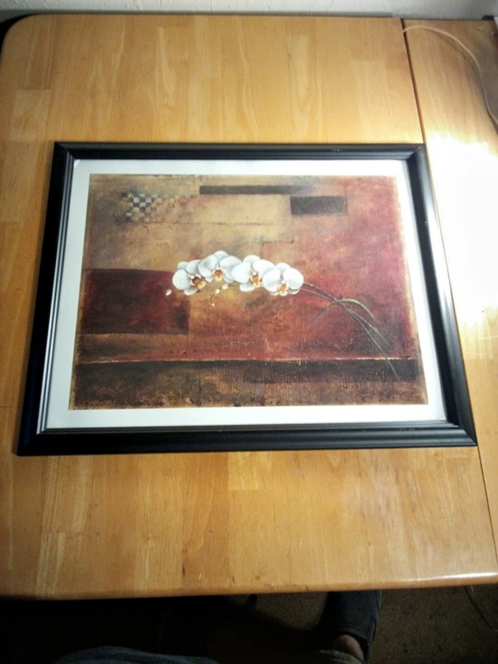 Framed Abstract Floral Print in Brown & Black